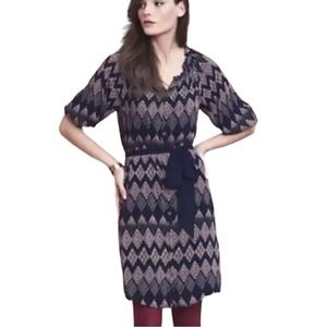 Anthropologie Edme & Esyllte Rugged Carats Button Down Shirt Dress Blue Size 4